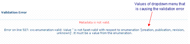 Example validation error message